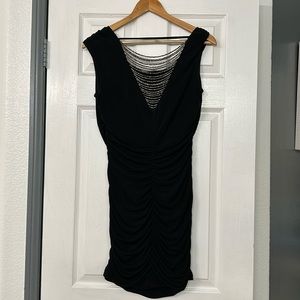 Black Beaded Ruched Dress Size Large